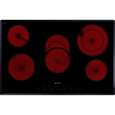 Smeg SE2773TC2 77cm Touch Control Ceramic Hob  with Angled Edge Glass in Black Ceramic